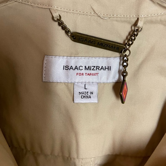 ISSAC MIZRAHI Khaki Button Down Utility Jacket 4 Button Pockets Women’s Size L - Picture 6 of 7